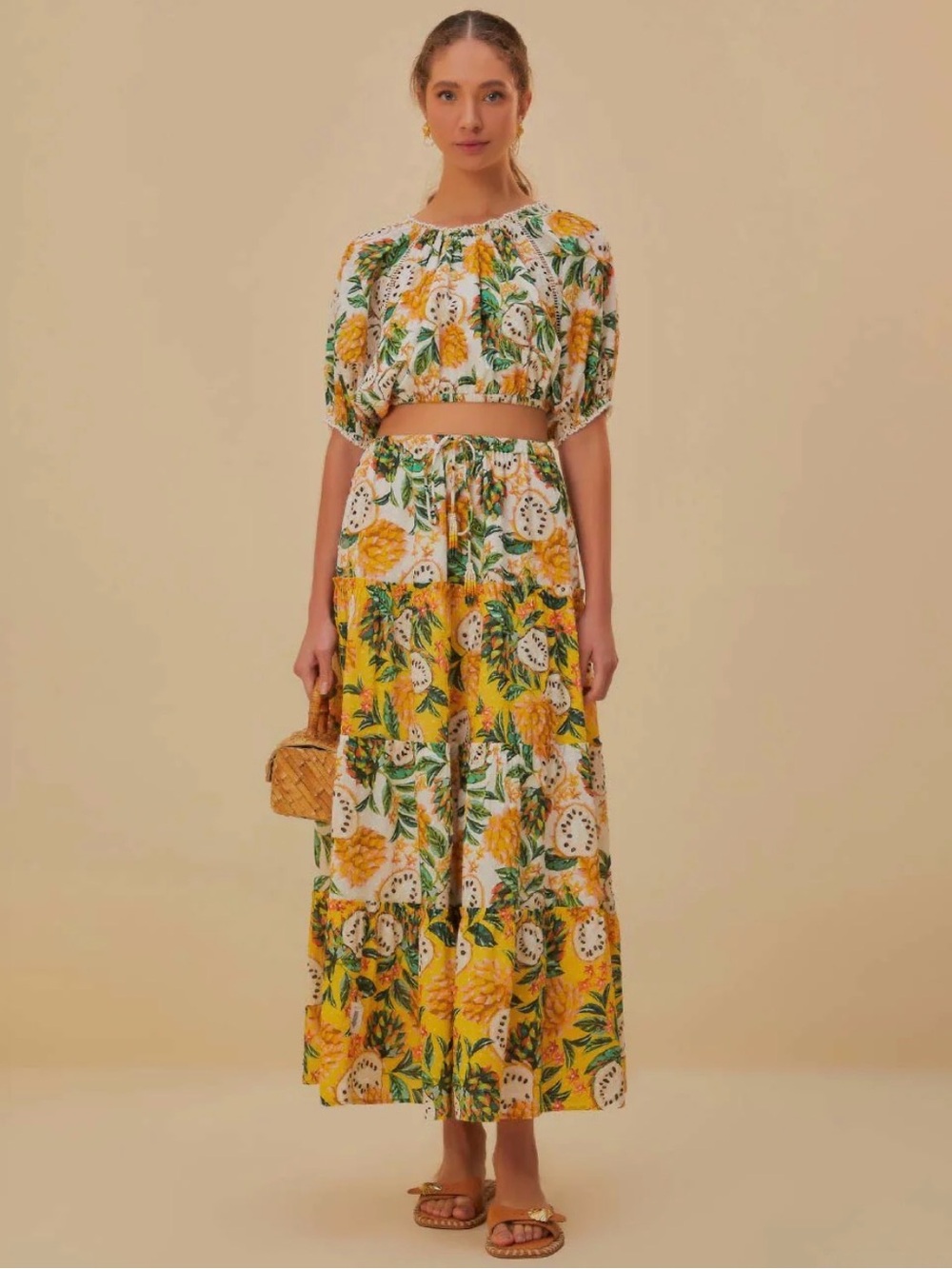FARM Rio Birba Tropical Fruit Maxi Skirt & Cropped Top Set Sz: XS | Vacation